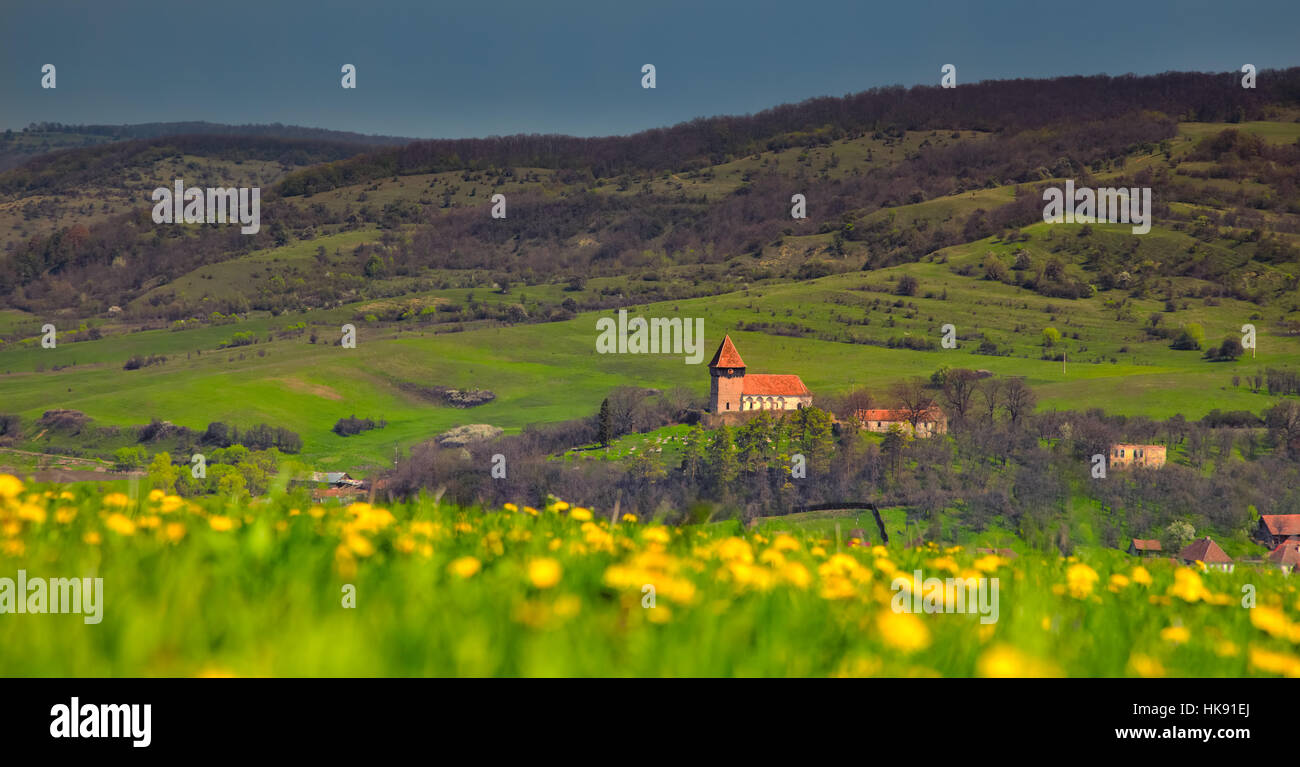 L'église, la couleur, l'hill, printemps, rebondit, rebondit, hop, sauter, fouille, Banque D'Images