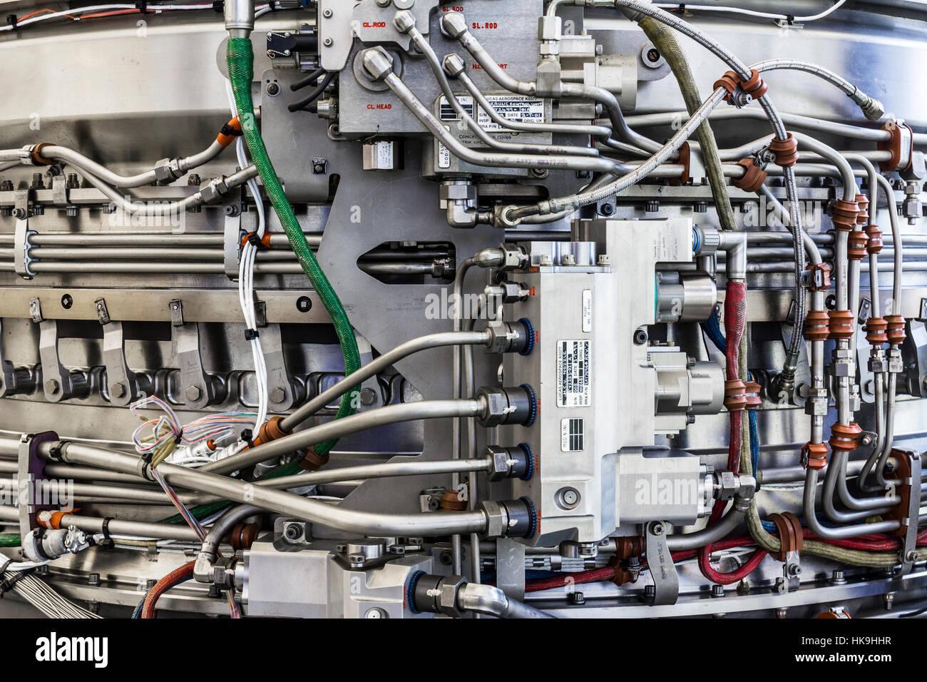 Indianapolis - Circa Janvier 2017 : extérieur d'un F135 moteur à réaction, une partie de la Rolls-Royce LiftSystem utilisés dans l'ADCAV F-35 Lightning II a Banque D'Images