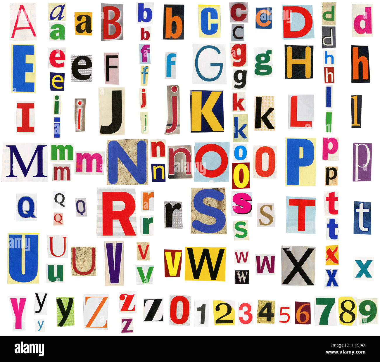 Prise Par La Taille En 8 Lettres Grande taille collection de journaux, magazines lettres colorées isolé sur  fond blanc. Alphabet anonyme Photo Stock - Alamy