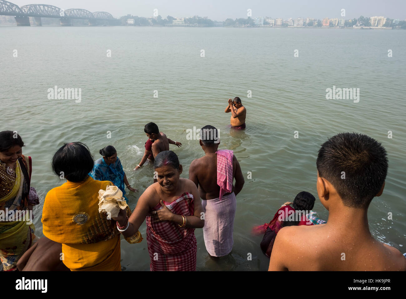 L'Inde, le Bengale occidental, Calcutta, hughli rivière, vie quotidienne Banque D'Images