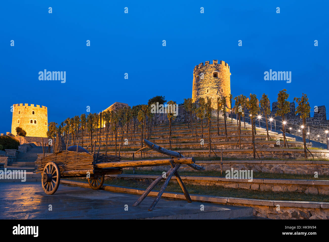 Rabati Château au crépuscule, à Akhaltsikhe, Géorgie Banque D'Images