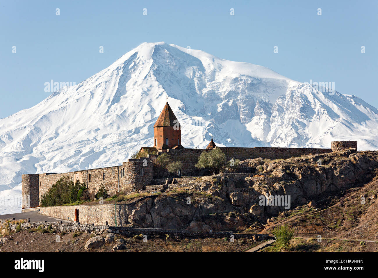 Monastère Khor Virap en Arménie et le mont Ararat Banque D'Images