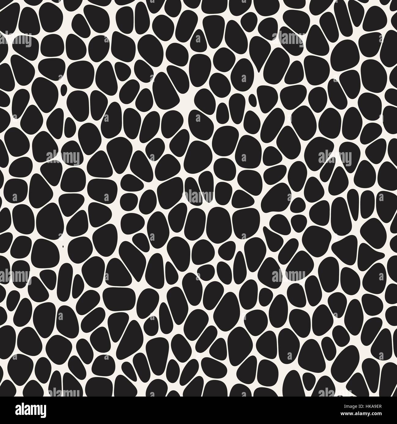 Des formes arrondies irrégulières organique fatras. La conception d'arrière-plan géométrique abstraite. Seamless Vector motif en noir et blanc. Illustration de Vecteur