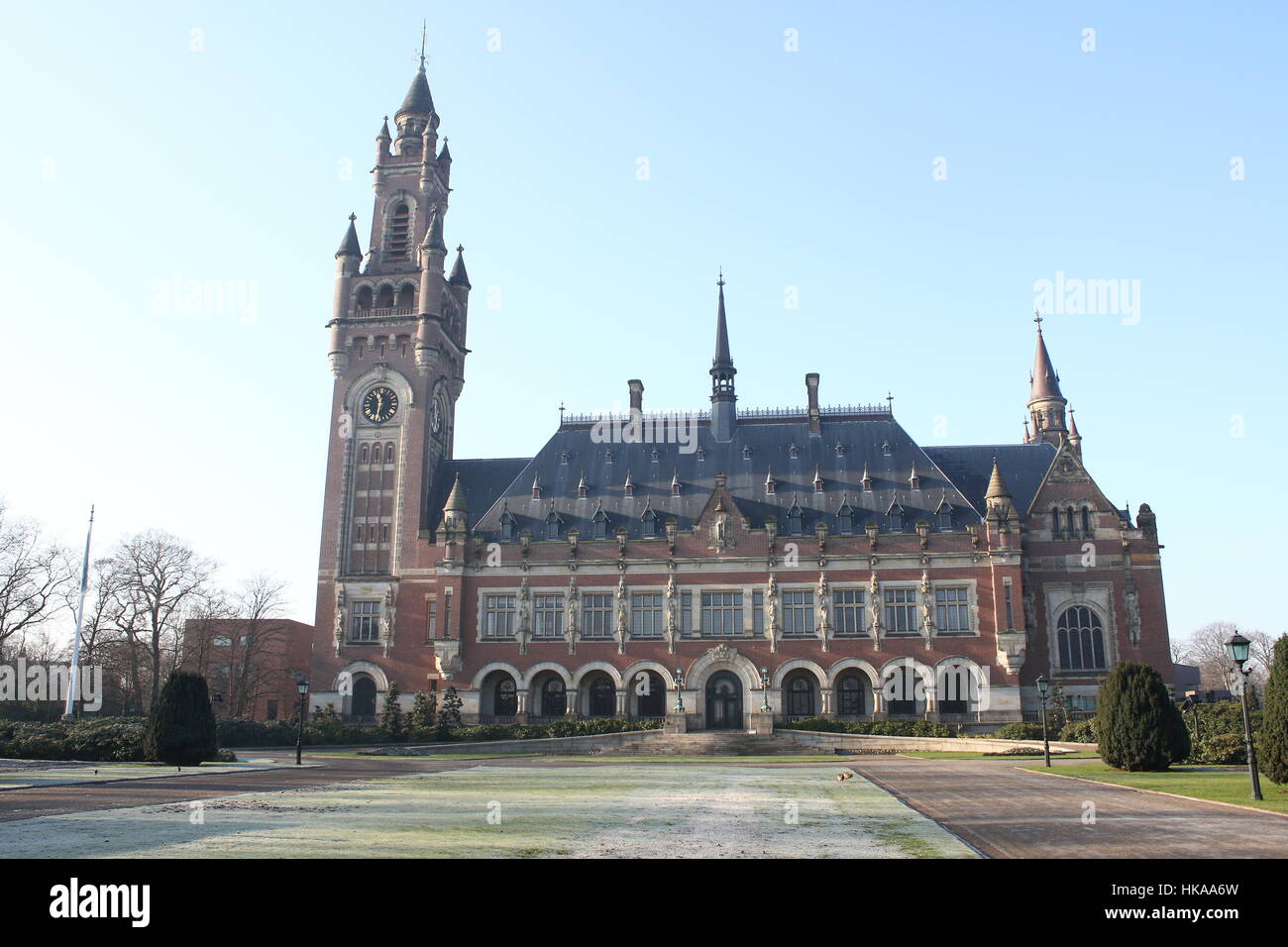 Vredespaleis/ Palais de la paix, le droit international bâtiment administratif, La Haye, Pays-Bas. Cour internationale de Justice DES NATIONS UNIES Banque D'Images