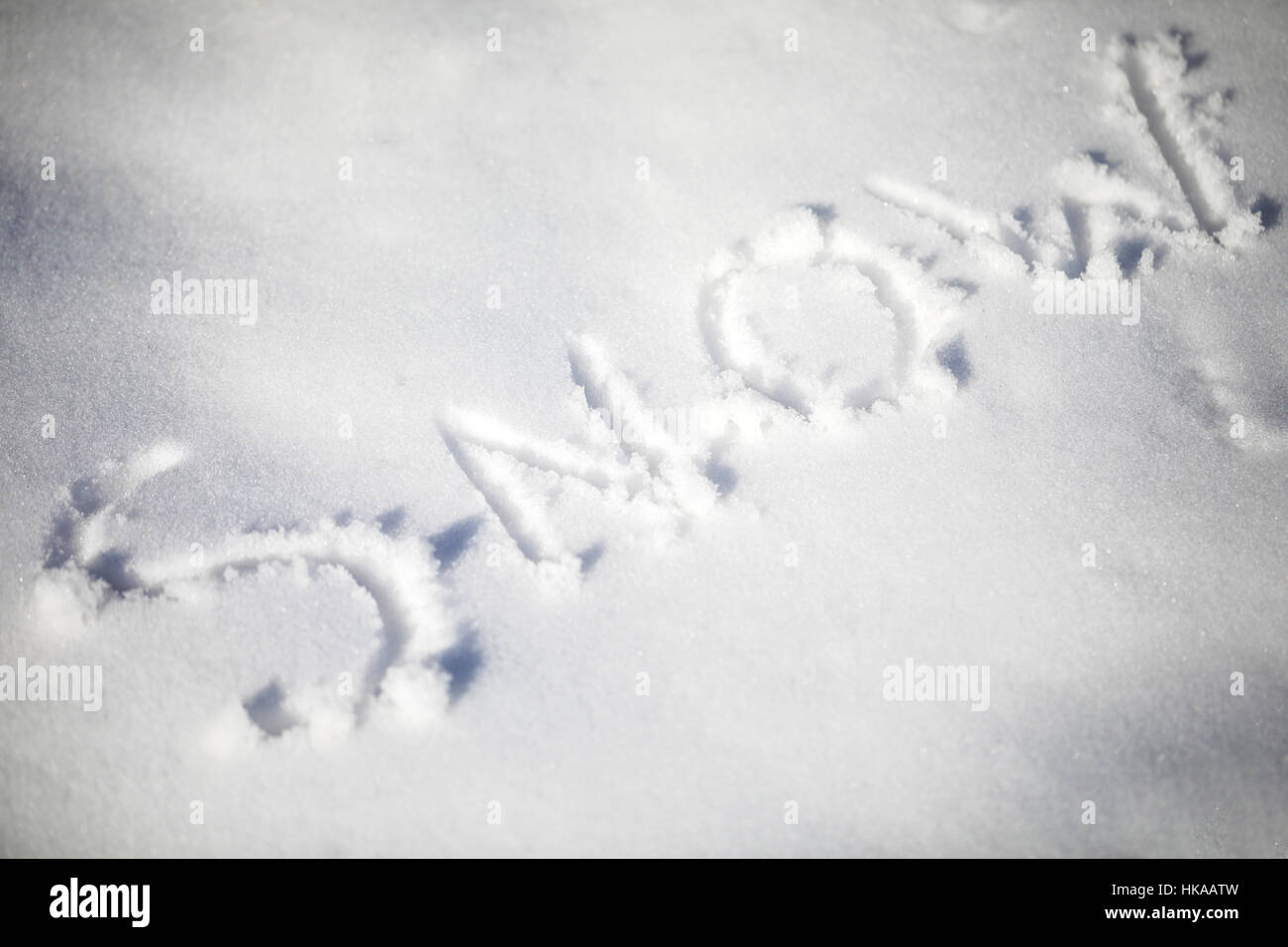 Snow signe écrit dans la neige Banque D'Images