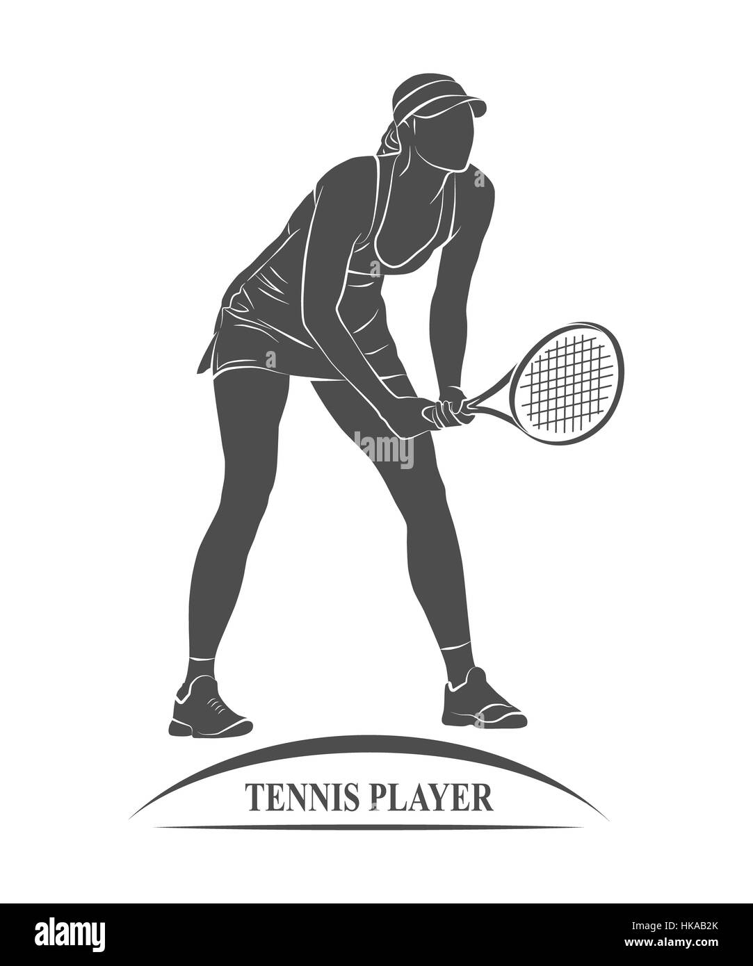 Joueur de tennis avec l'icône d'une raquette. Photo illustration. Banque D'Images