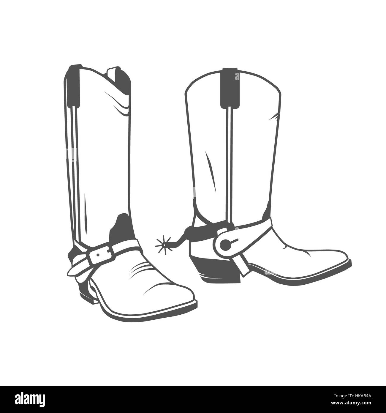 Deux Vintage Western bottes de cow-boy. Photo illustration. Banque D'Images