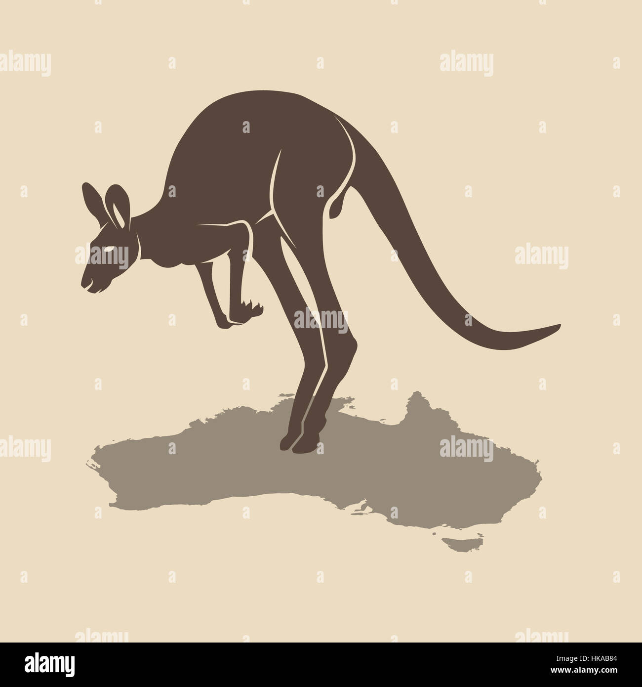 Kangourou avec l'icône d'une carte. Photo illustration. Banque D'Images