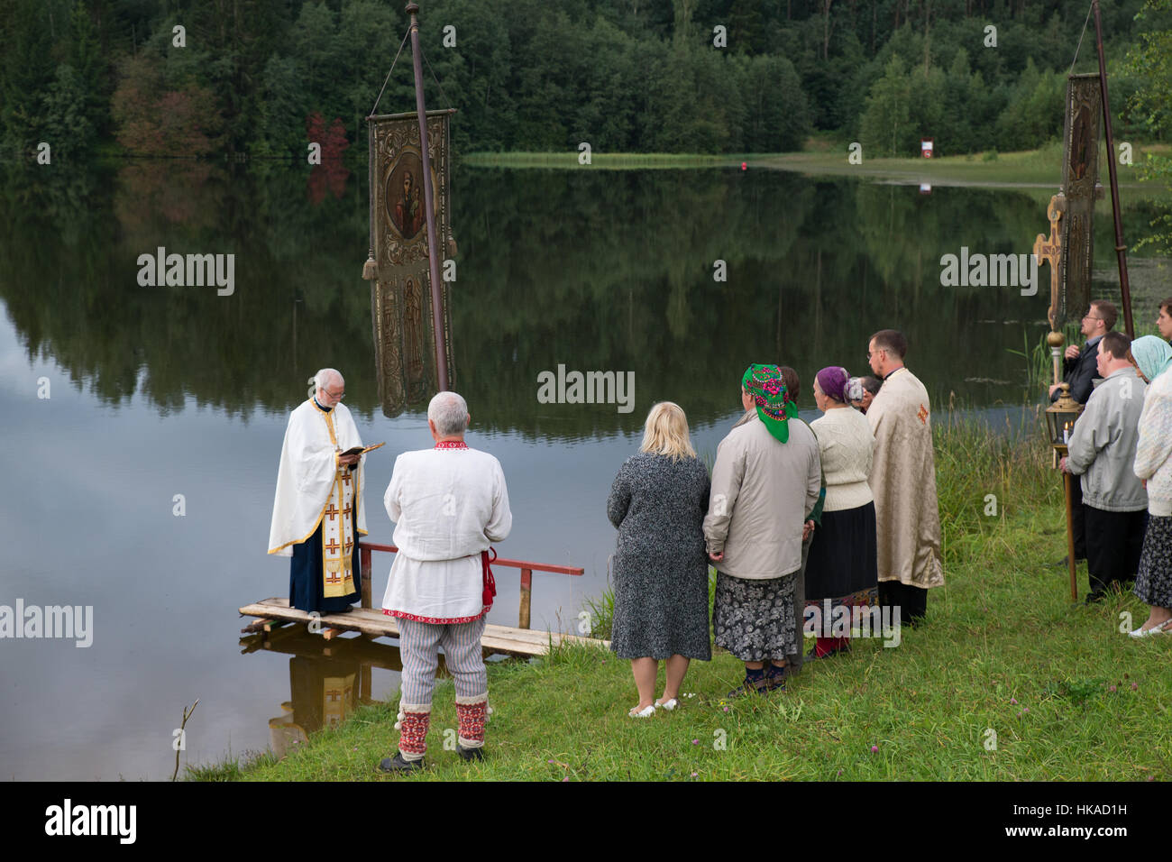Avant la cérémonie de jour de la Transfiguration, Seto, Obinitsa Estonie Banque D'Images
