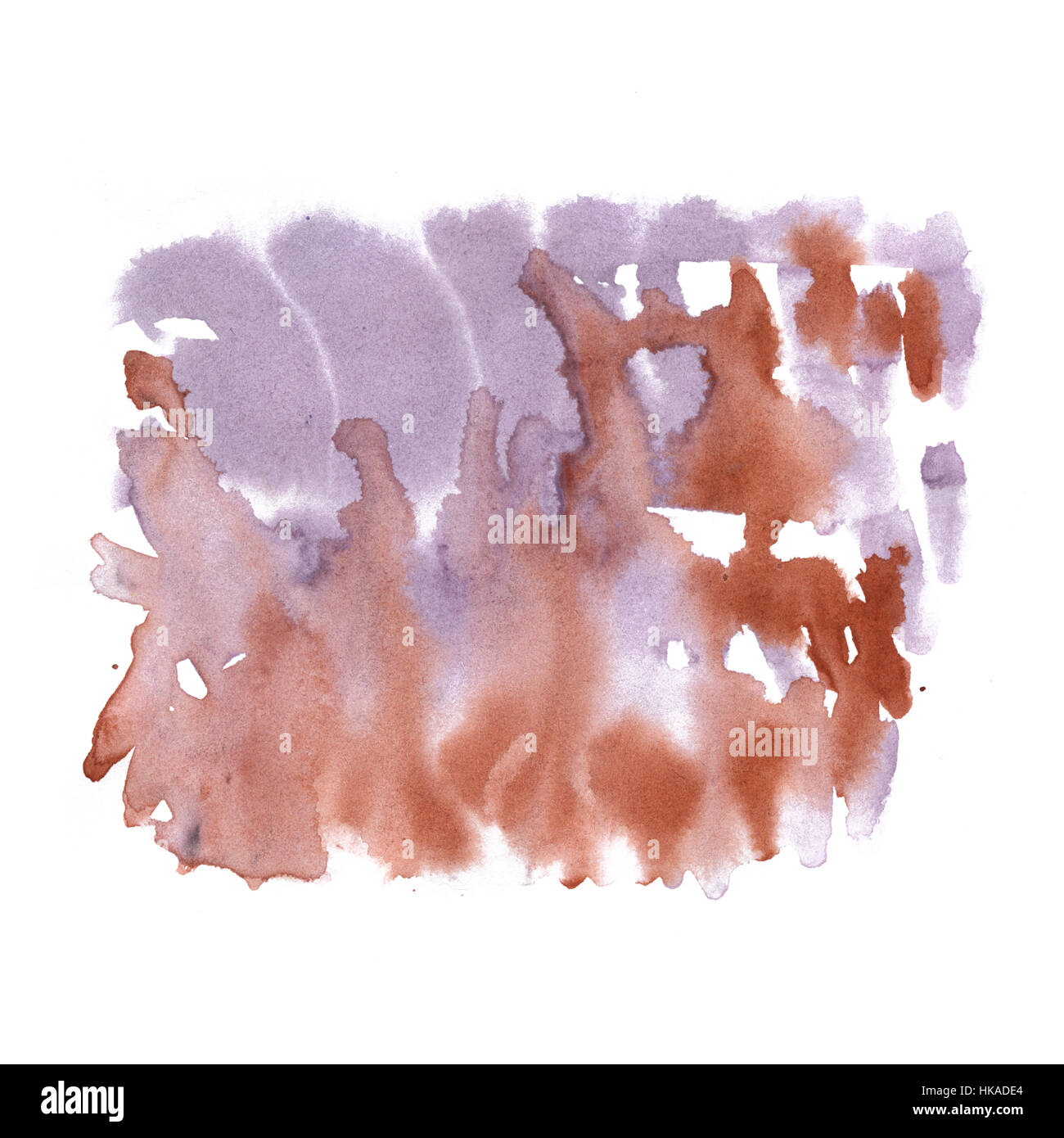 Aquarelle blobs violet-brun sur fond blanc, les taches isolées. illustration résumé l'aquarelle Banque D'Images