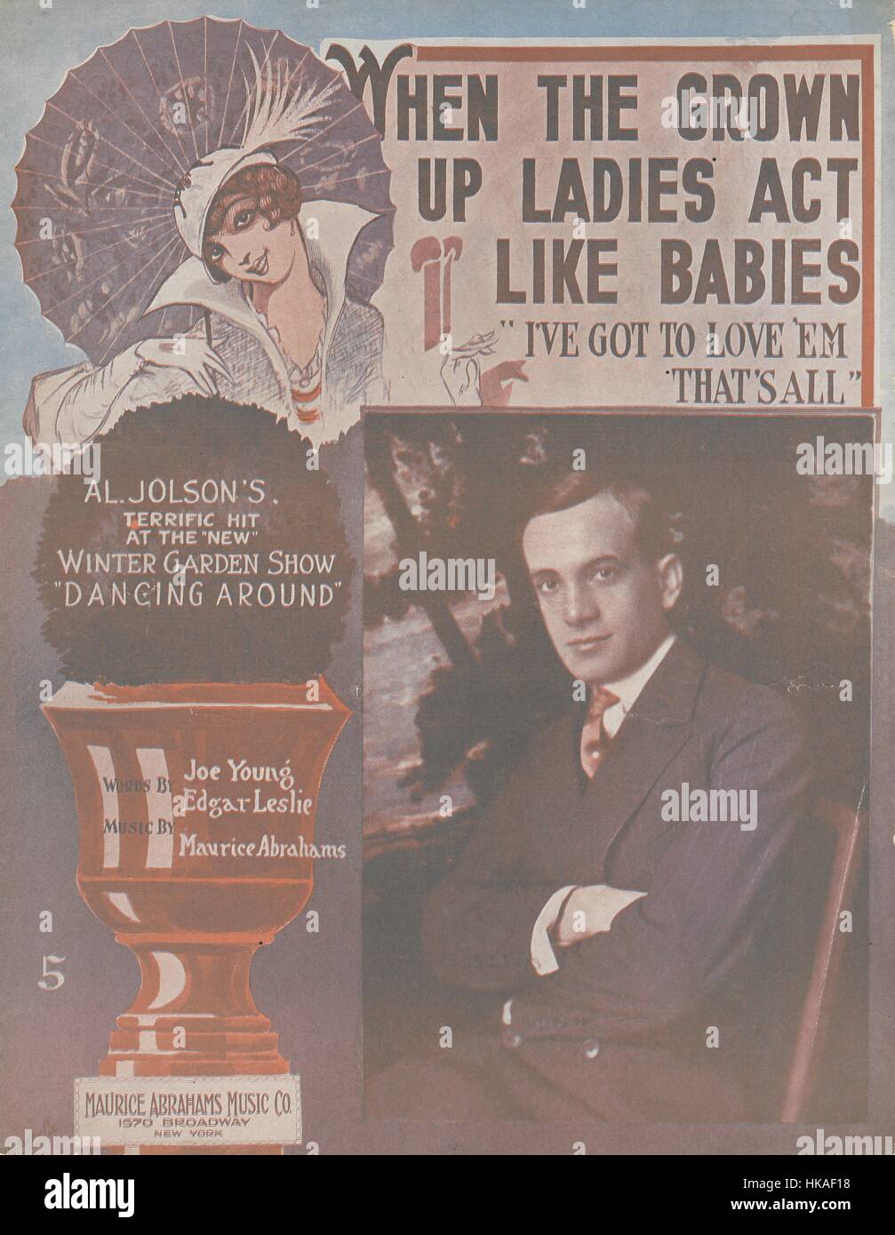 "Lorsque la loi Mesdames grandi comme des bébés" de l'Al Jolson 1915 encore de 'Dancing autour d' Partitions couvrir Banque D'Images