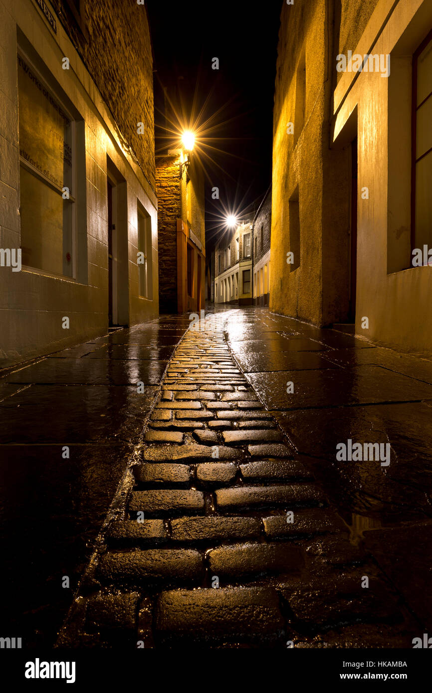 Vieille rue pavée, Stromness, Orkney Banque D'Images