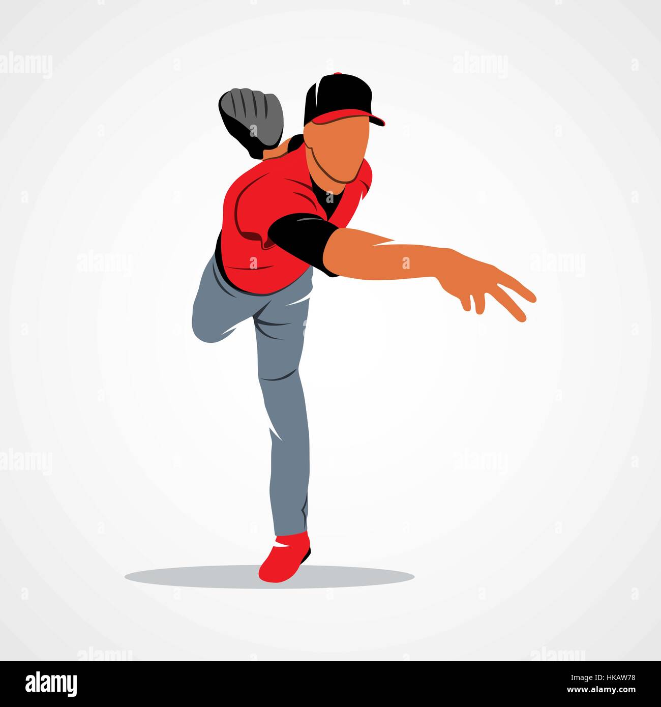 Joueur de baseball sur un fond blanc. Vector illustration. Illustration de Vecteur