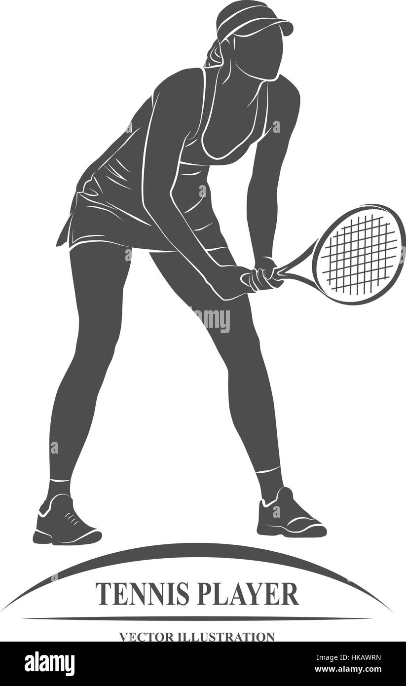 Joueur de tennis avec l'icône d'une raquette. Vector illustration. Illustration de Vecteur