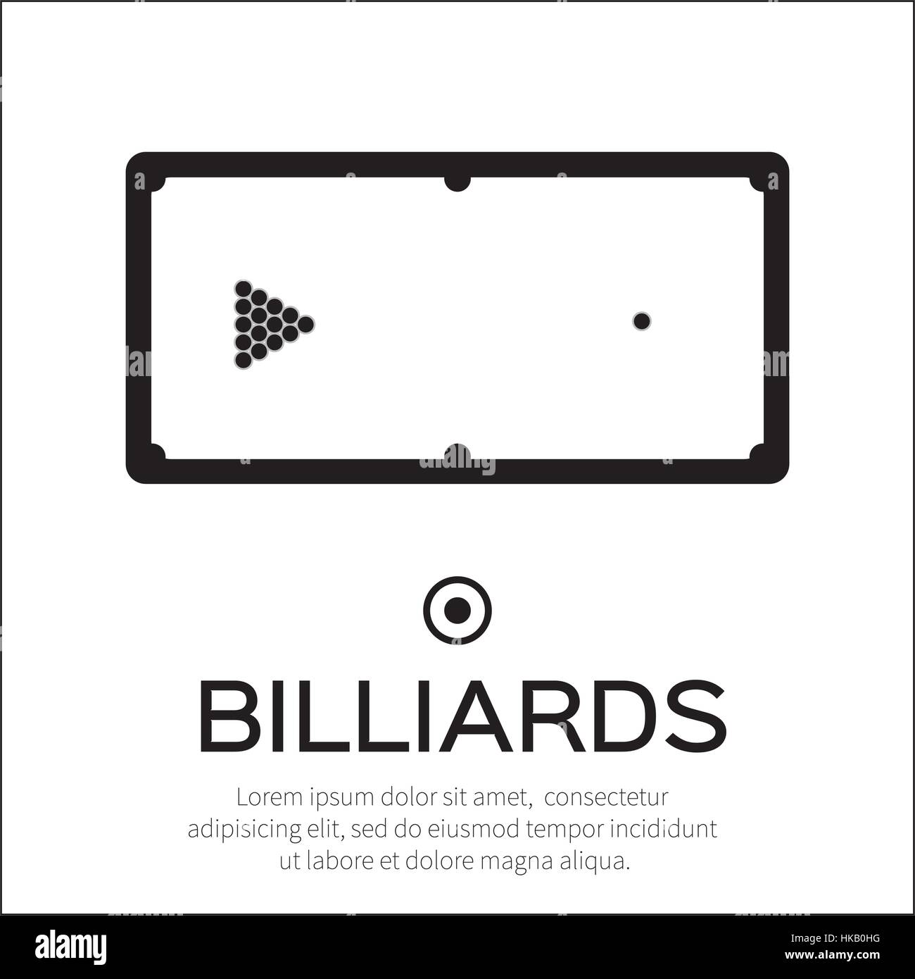 Billard, Piscine, jeu de snooker. Triangle de boules sur table - Vector illustration. Illustration de Vecteur