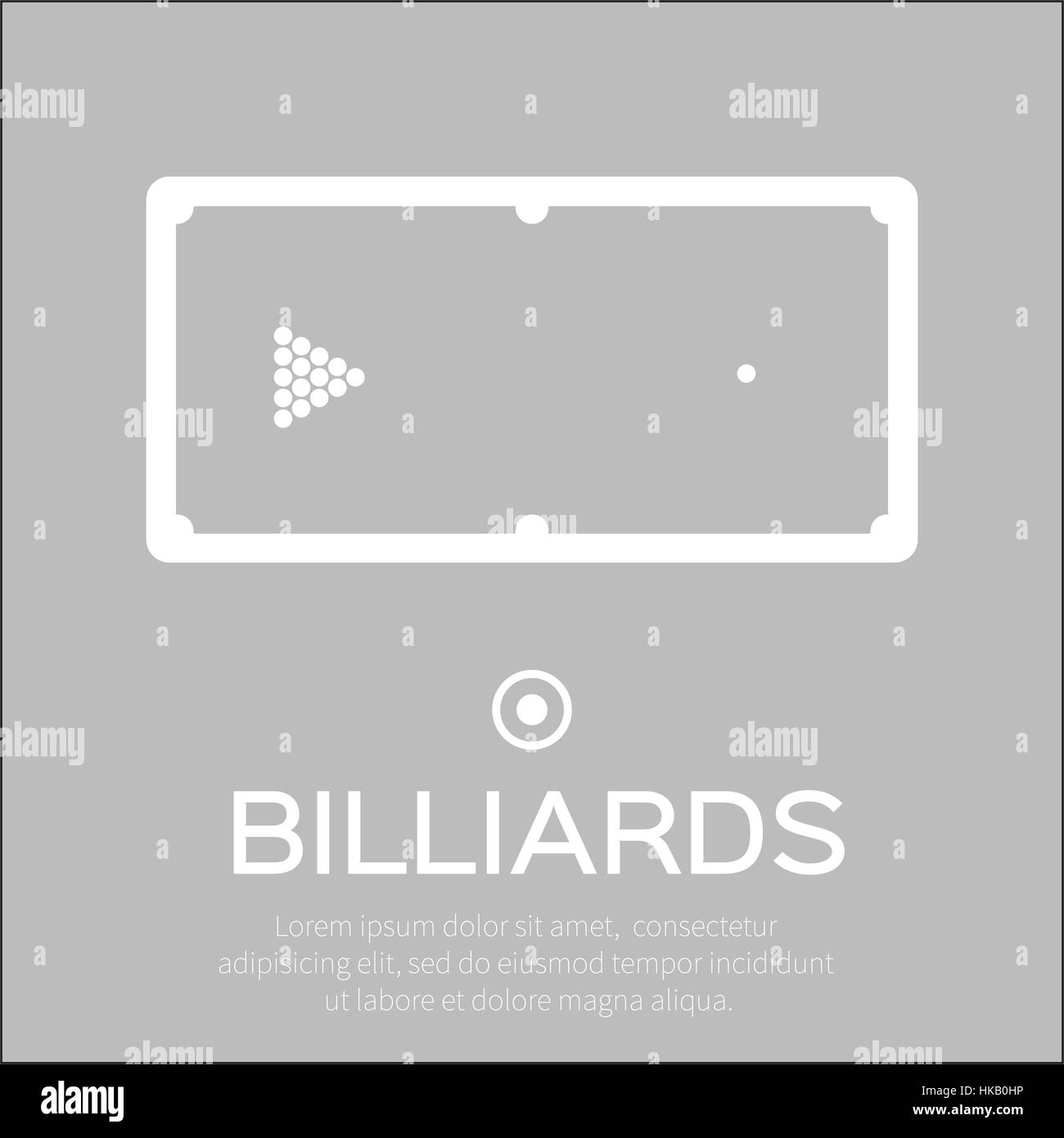 Billard, Piscine, jeu de snooker. Triangle de boules sur table - Vector illustration. Illustration de Vecteur