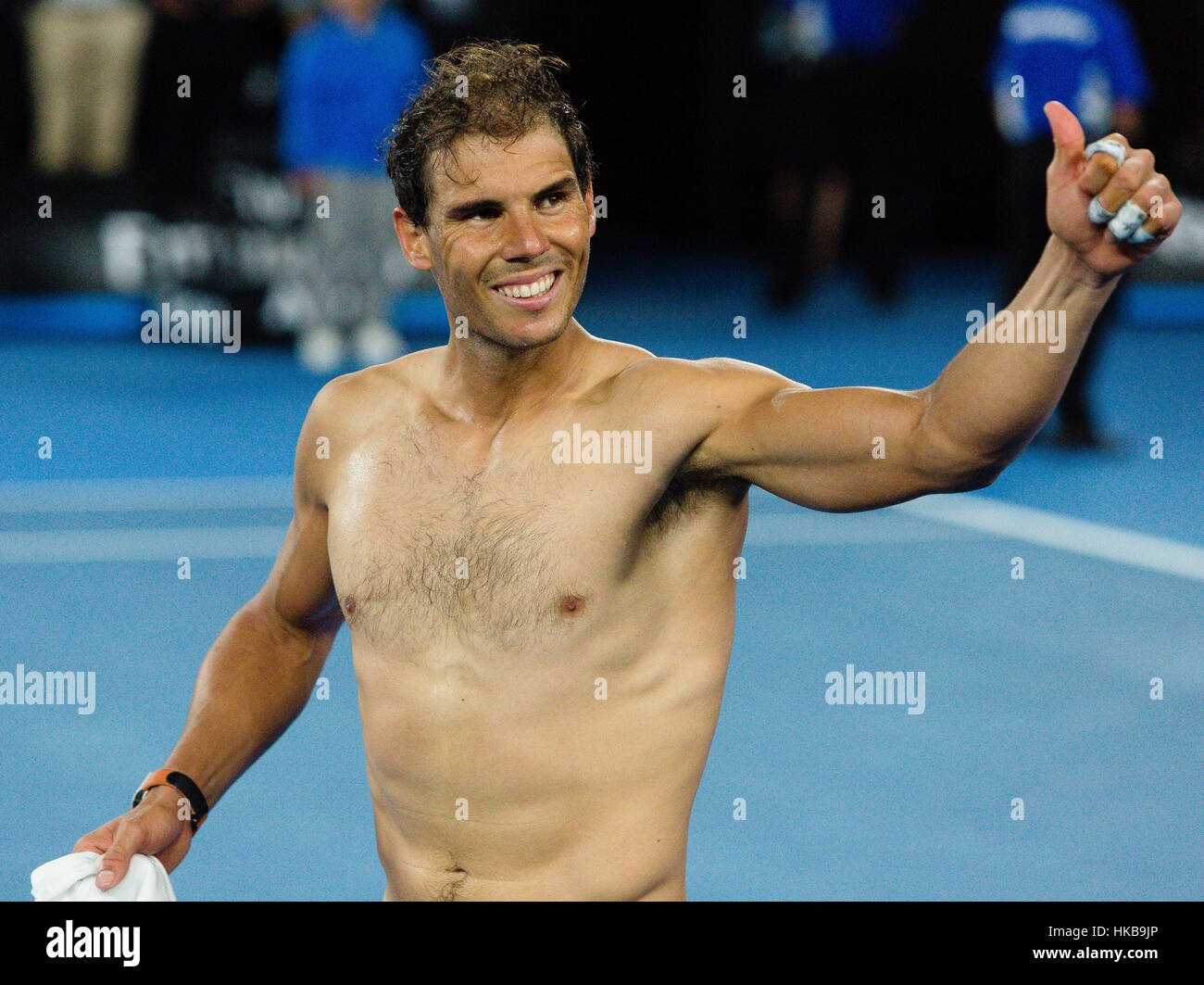 Melbourne, Australie. 27 Jan, 2017. L'Espagne de Rafael Nadal est entré dans sa 4ème finale à l'Open d'Australie 2017 à Melbourne Park, Melbourne, Australie. Crédit : Frank Molter/Alamy Live News Banque D'Images