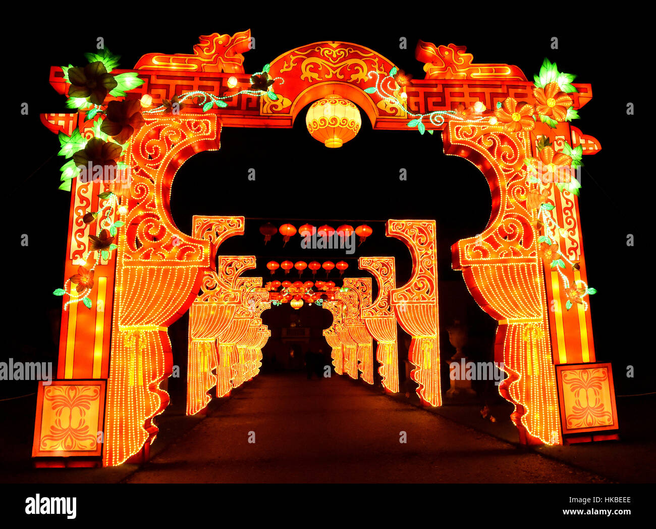 Londres, Royaume-Uni. 27 Jan, 2017. Festival des lanternes magiques de Chiswick House and Gardens, Chiswick, Londres, le 27 janvier 2017 Credit : KEITH MAYHEW/Alamy Live News Banque D'Images