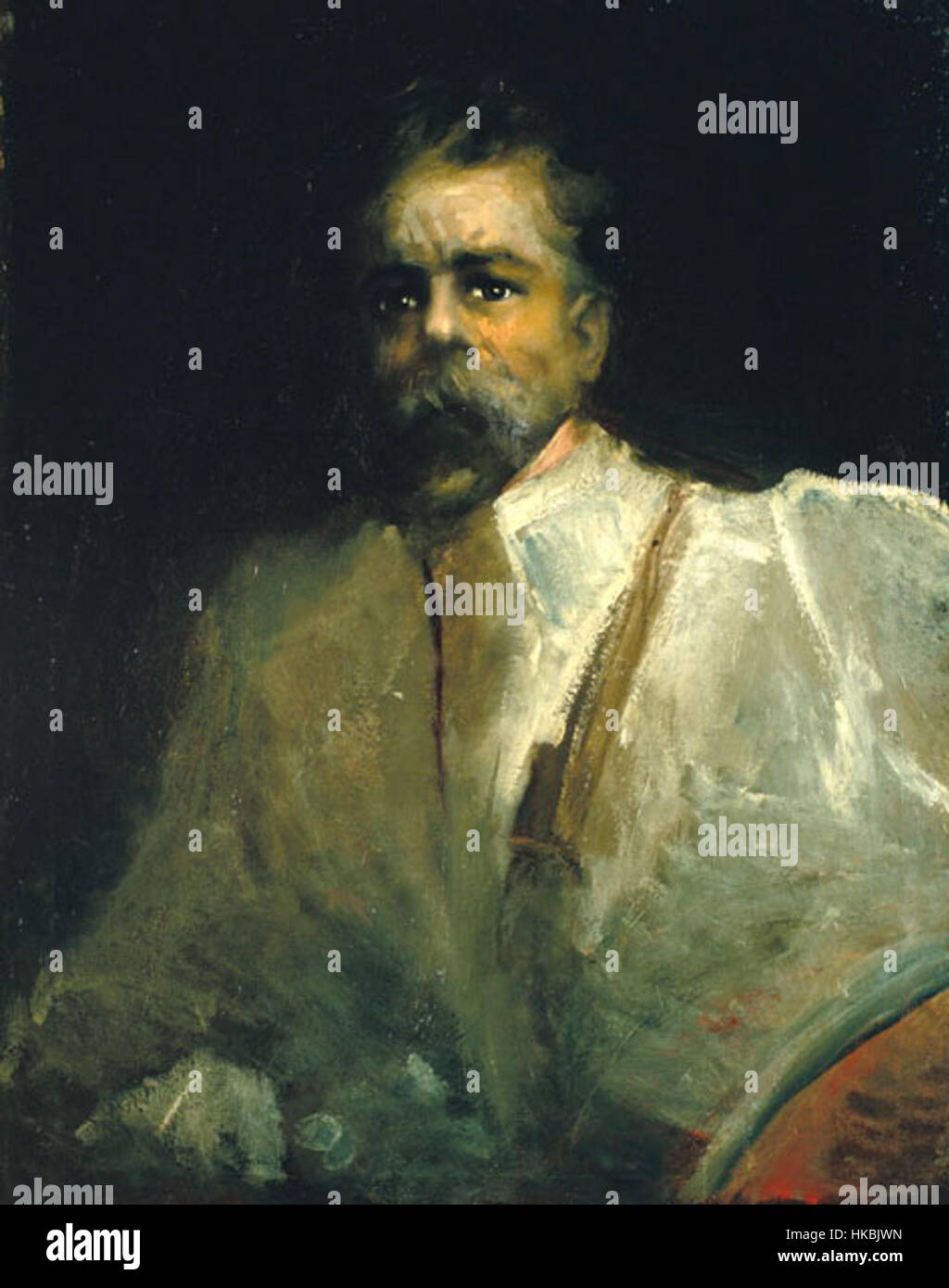 Cet autoportrait d'Aleix Clapes offre un regard introspectif sur l'identité personnelle et le style artistique de l'artiste. Grâce à un brossage soigné, Clapes capture les nuances d'expression et de ton dans ce travail intime. Banque D'Images