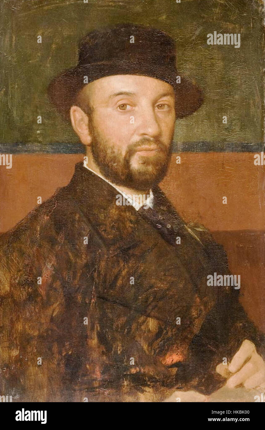 Cet autoportrait de Jules Elie Delaunay, artiste français du XIXe siècle, montre sa ressemblance dans les moindres détails, mettant en valeur le talent de l'artiste et sa maîtrise du médium du portrait. Banque D'Images