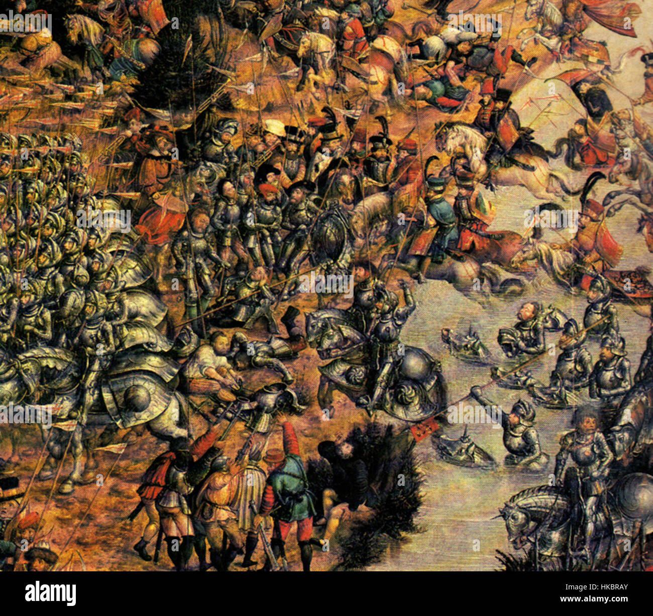 Cette peinture représente la bataille d'Orsha, un engagement militaire important entre le Grand-Duché de Lituanie et le Royaume de Pologne, soulignant l'importance historique et les manœuvres tactiques du conflit. Banque D'Images