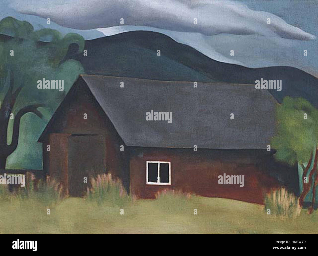 La peinture de Georgia O'Keeffe 'My Shanty' reflète son lien avec la nature et son expérience personnelle. La peinture capture une vue sereine et intime de son environnement, exprimée à travers des lignes audacieuses et des couleurs. Banque D'Images