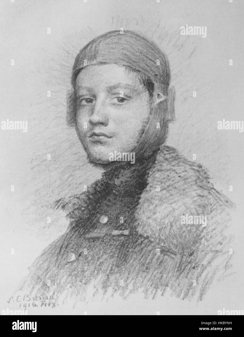 Ce portrait de Georges Guynemer, peint par Louise Catherine Breslau en 1916, commémore l'as volant français de la première Guerre mondiale. Le tableau capture ses traits de jeunesse et la bravoure qu'il a exposée pendant la guerre. Banque D'Images