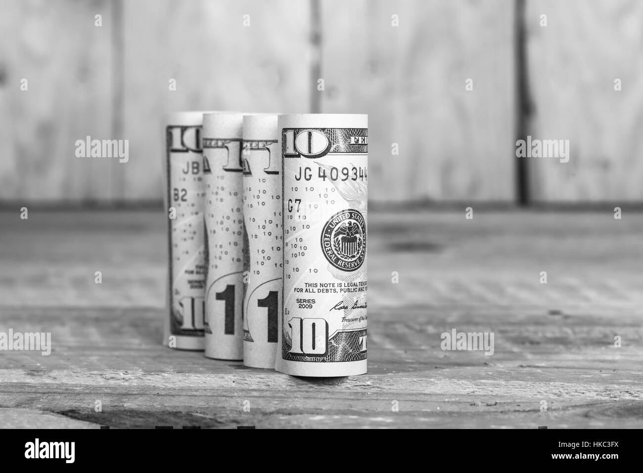 Dollar bills attaché avec bande en caoutchouc Banque D'Images