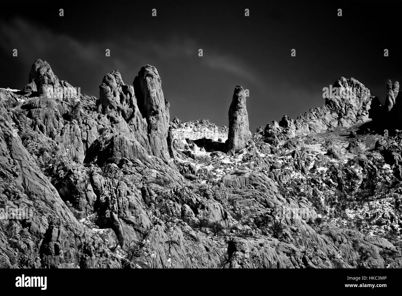 Surface de la planète en pierre noir et blanc (parc national du Velebit) Banque D'Images