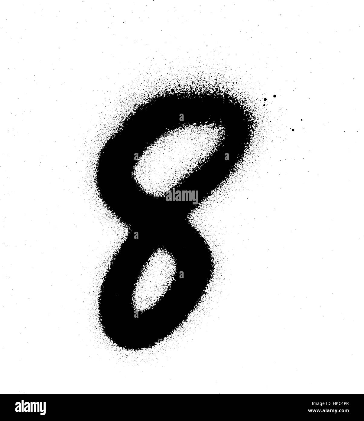Numéro 8 graffiti pulvérisé huit en noir sur blanc Illustration de Vecteur