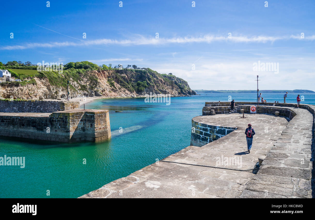 Grande Bretagne, sud-ouest de l'Angleterre, Cornwall, entrée du port et l'avant-port de Charlestown Banque D'Images