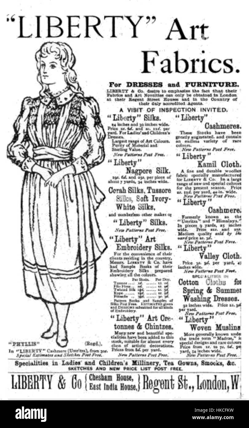 Liberty art fabrics annonce Mai 1888 Banque D'Images
