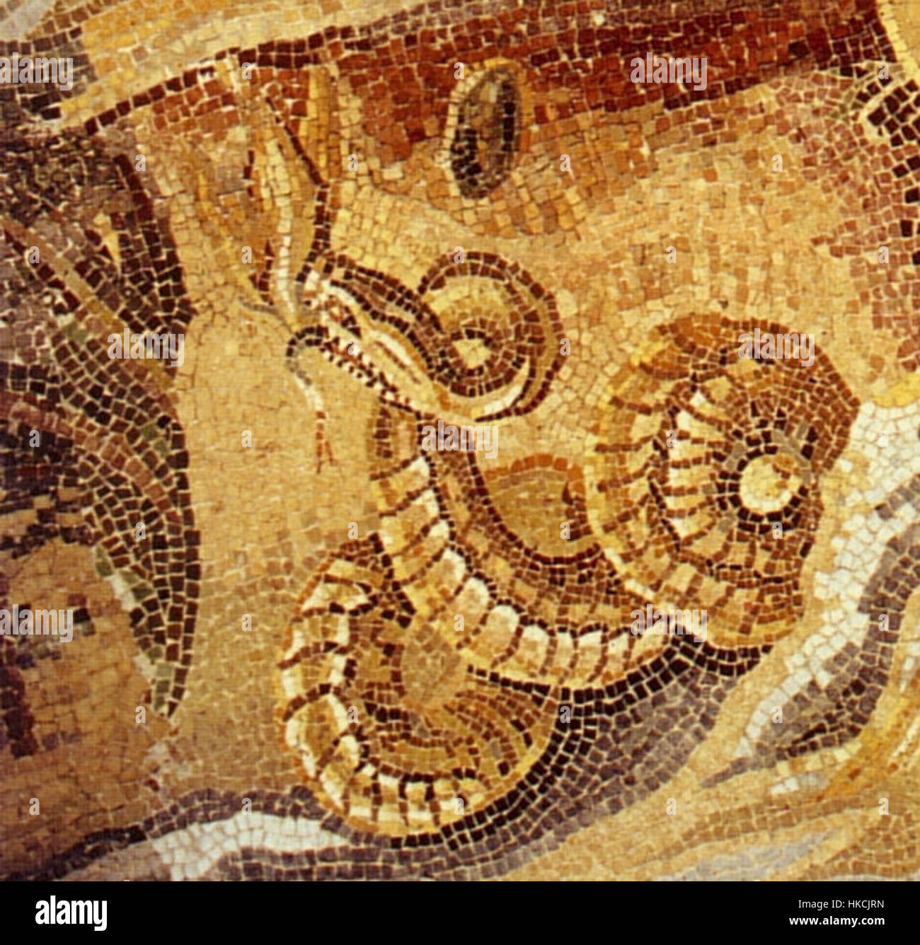 La mosaïque du Nil de Praeneste, datant du Ier siècle av. J.-C., est une représentation romaine antique du Nil et de ses environs. La section 1a présente des détails complexes de la vie égyptienne et du paysage naturel du Nil. Banque D'Images