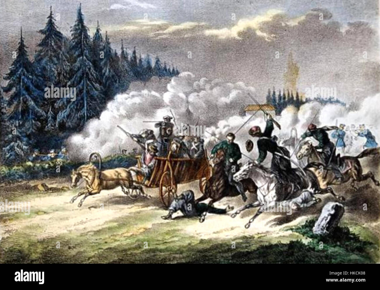 Les insurgés polonais russe attaque 1863 transport Banque D'Images