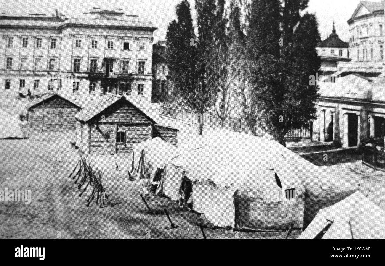 Bivouac de l'armée russe dans la région de Saxon lieu à Varsovie 1861 Banque D'Images