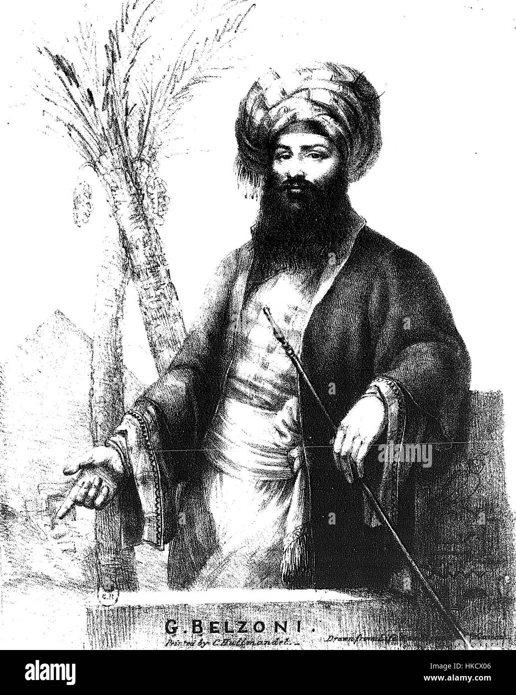 Cette œuvre de Belzoni, représentant des thèmes égyptiens antiques, est connue pour sa composition dramatique et son exploration profonde de la riche culture de l'Égypte antique. Banque D'Images