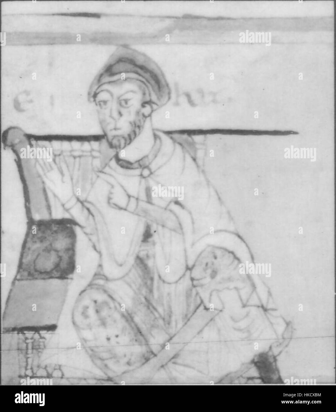 Une représentation historique de Charles Martel, le souverain franc connu pour son leadership militaire et son rôle dans l'histoire européenne. La peinture souligne son importance dans la guerre médiévale. Banque D'Images