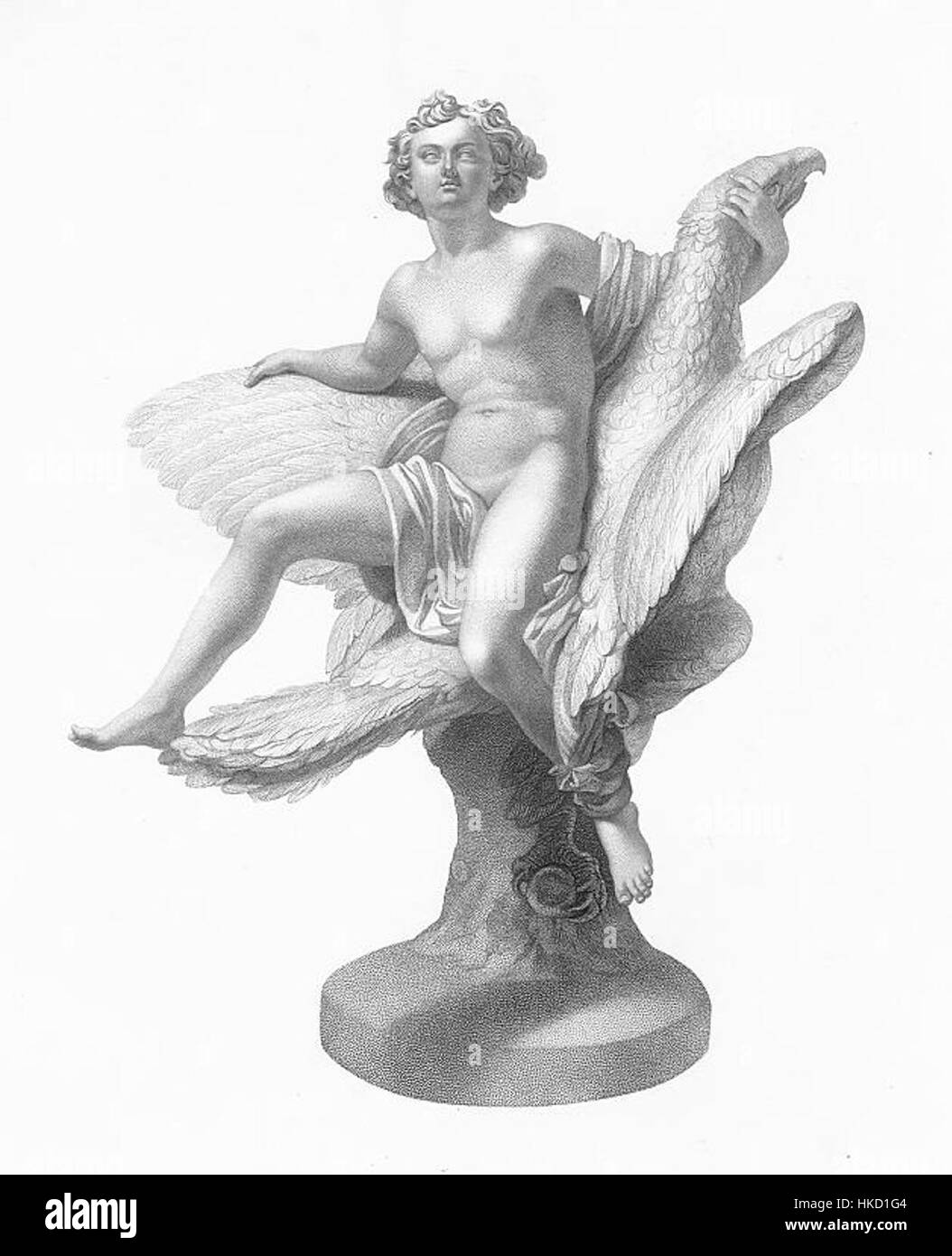 Le tableau 'Ganimede' de J.H. Baker, créé en 1860, représente le conte mythologique de Ganymède. L'œuvre reflète à la fois les mouvements artistiques classiques et victoriens, mettant en valeur le style narratif de l'époque. Banque D'Images