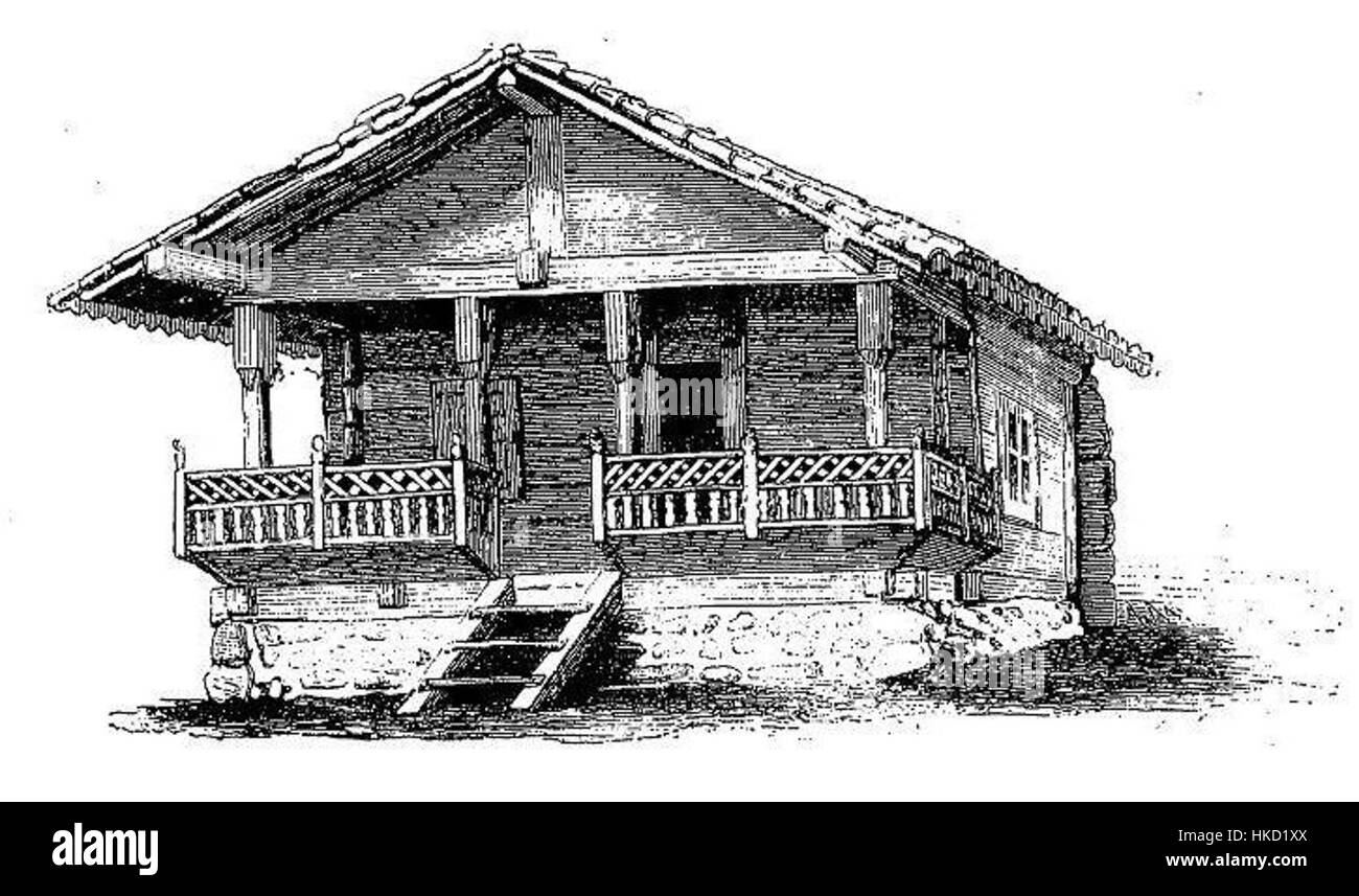 Maison de village géorgien (Roskoschny, 1884) Banque D'Images