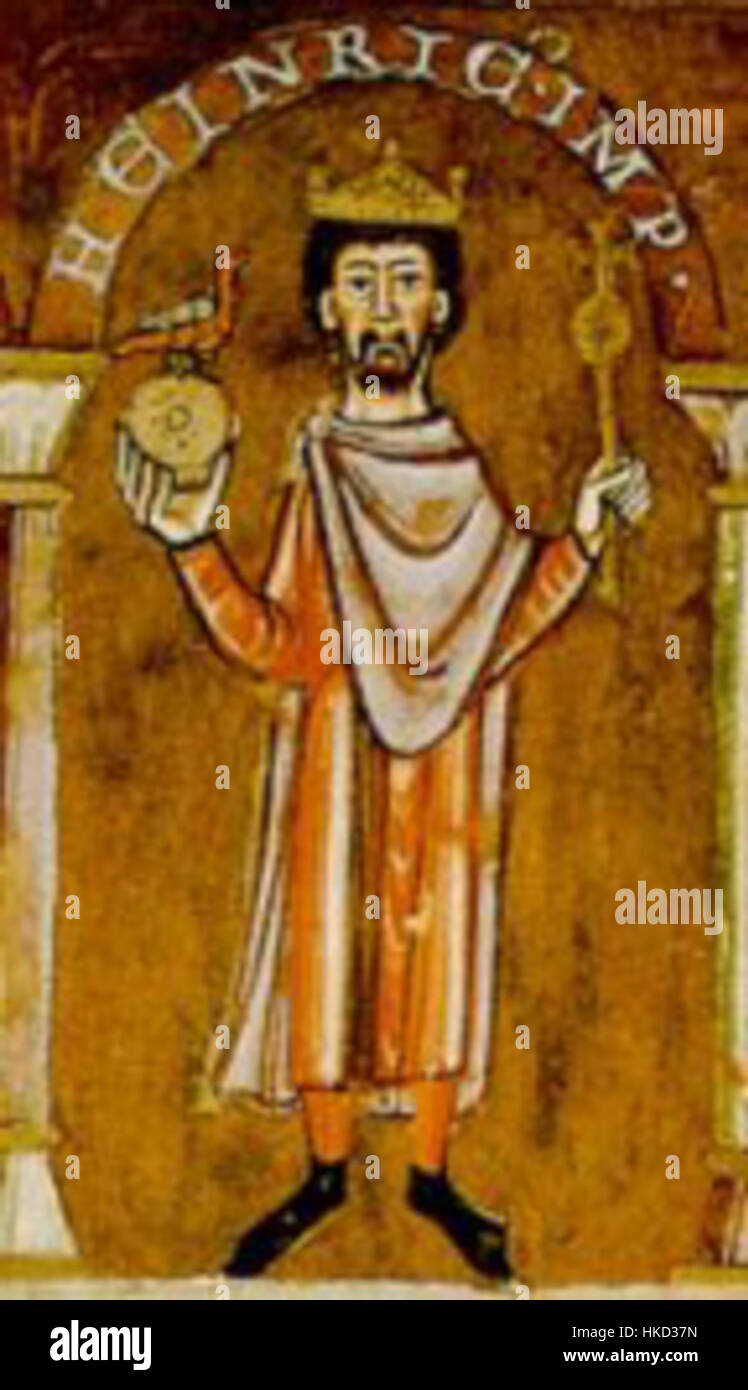 Cette œuvre représente une représentation historique de Heinrich IV, un monarque médiéval important. Son règne a été marqué par des luttes avec la papauté et la controverse Investiture, un moment charnière dans l'histoire européenne. Banque D'Images