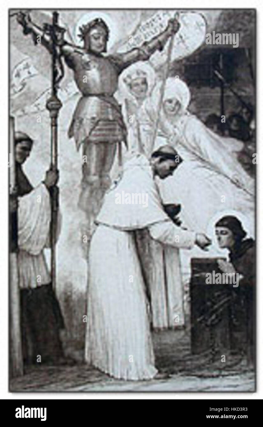 Une représentation historique de Jeanne d'Arc, illustrant la figure emblématique de Jeanne d'Arc. L'œuvre la dépeint dans un moment de défiance héroïque, reflétant son rôle central dans l'histoire de France et son martyre. Banque D'Images Une représentation historique de Jeanne d'Arc, illustrant la figure emblématique de Jeanne d'Arc. L'œuvre la dépeint dans un moment de défiance héroïque, reflétant son rôle central dans l'histoire de France et son martyre. Banque D'Images