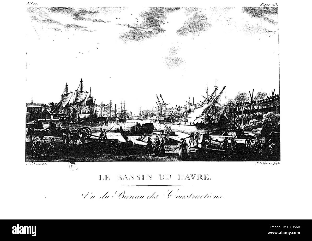 'Le bassin du Havre' est une peinture à l'huile vintage capturant le port du Havre, en France. L'œuvre, reconnue pour son importance historique, présente le paysage maritime, reflétant à la fois l'importance économique de la région et son patrimoine artistique. Banque D'Images