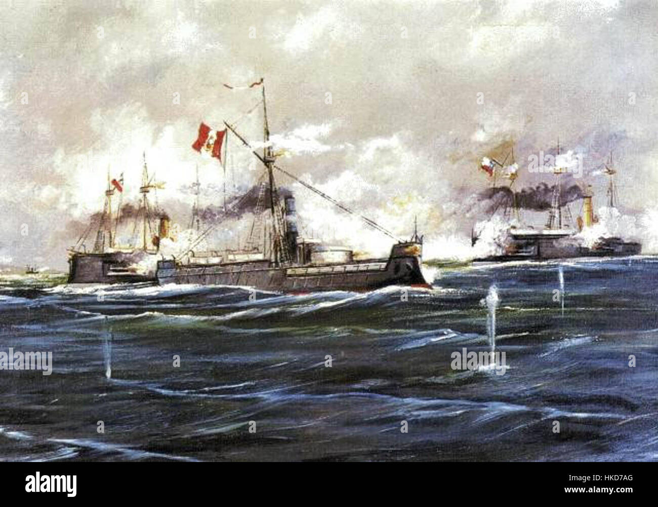 Bataille navale de Angamos 1879 Banque D'Images