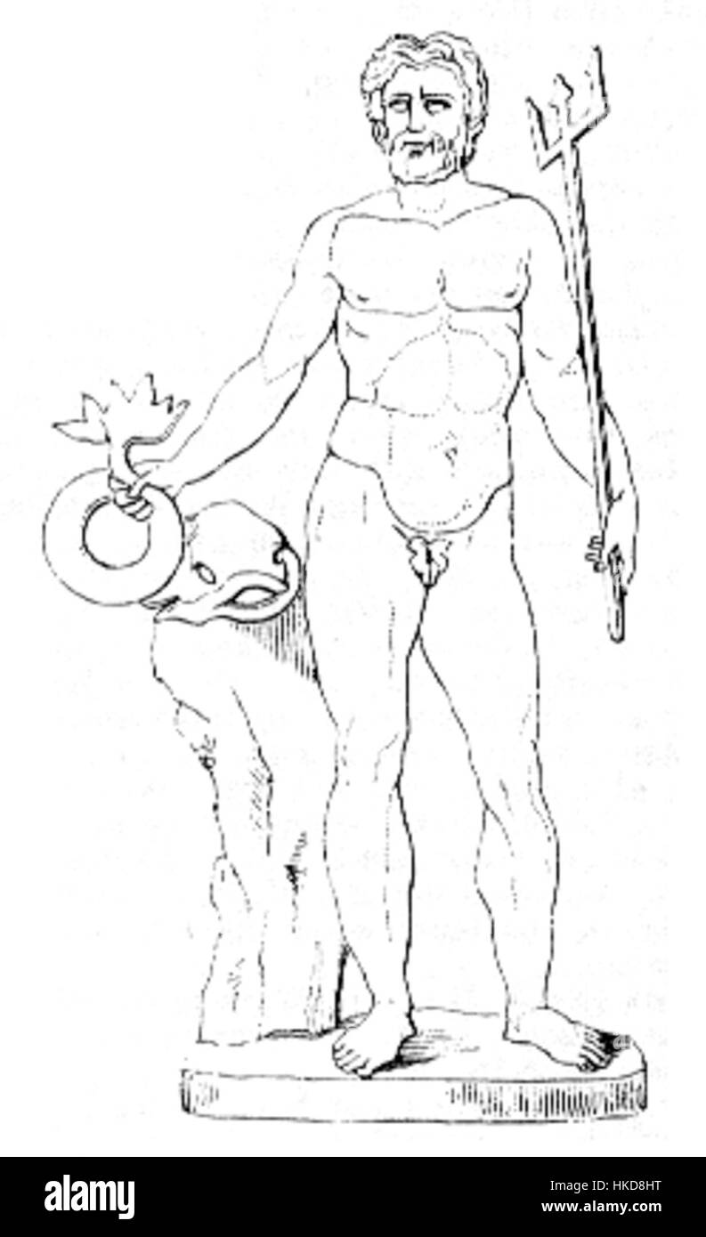 Cette peinture de Poséidon, le Dieu grec de la mer, est un exemple classique de la mythologie antique représentée à travers des fins aménagées La représentation en peinture à l’huile traduit la nature puissante et majestueuse du Dieu, avec une représentation intemporelle. Banque D'Images
