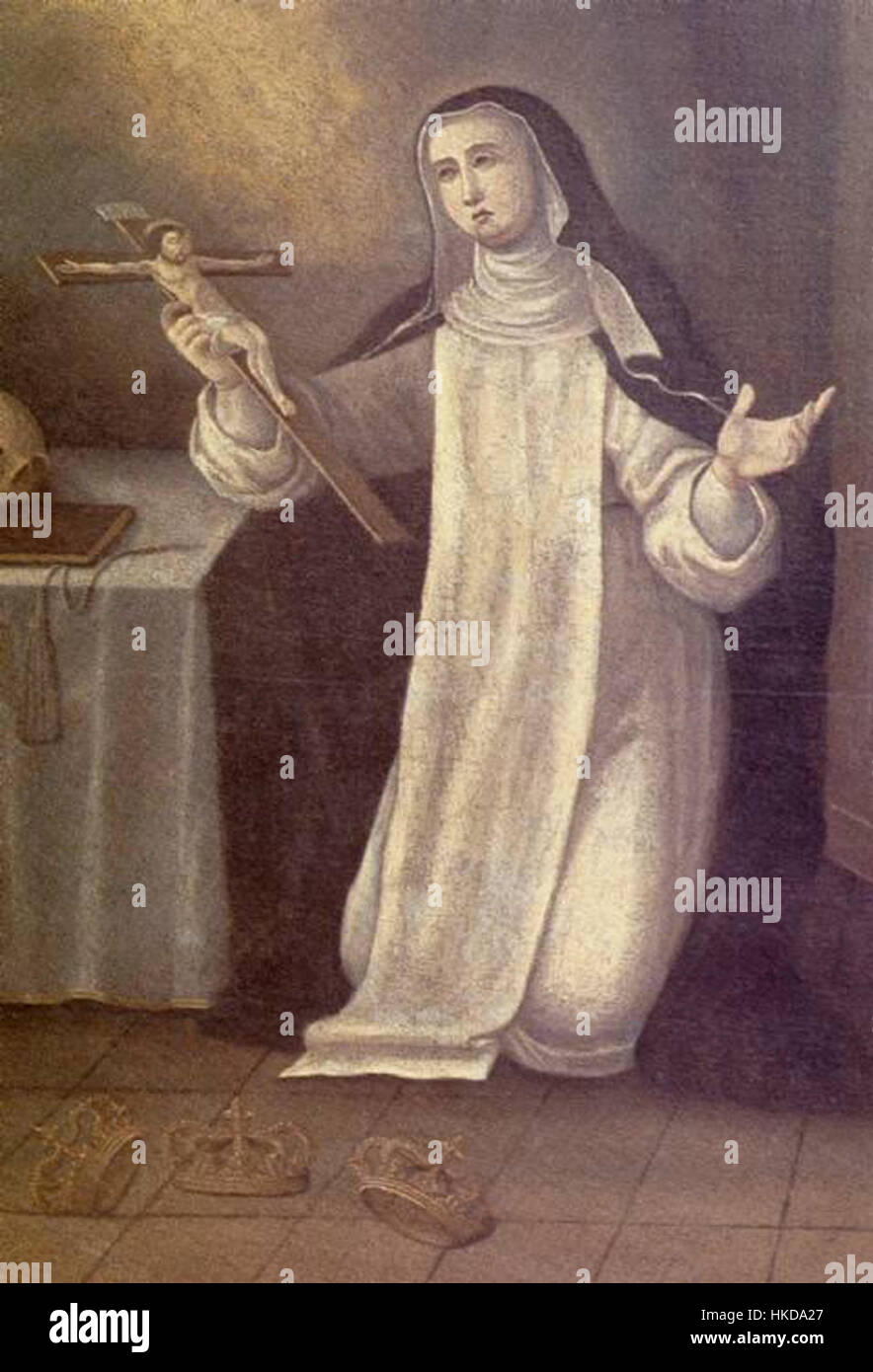 'SantaJoana Pintura' représente une œuvre d'art représentant Sainte Joanna. La peinture met en lumière des thèmes religieux, mettant l'accent sur les vertus de la sainte et la signification historique et spirituelle de son personnage dans Christian accepté Banque D'Images