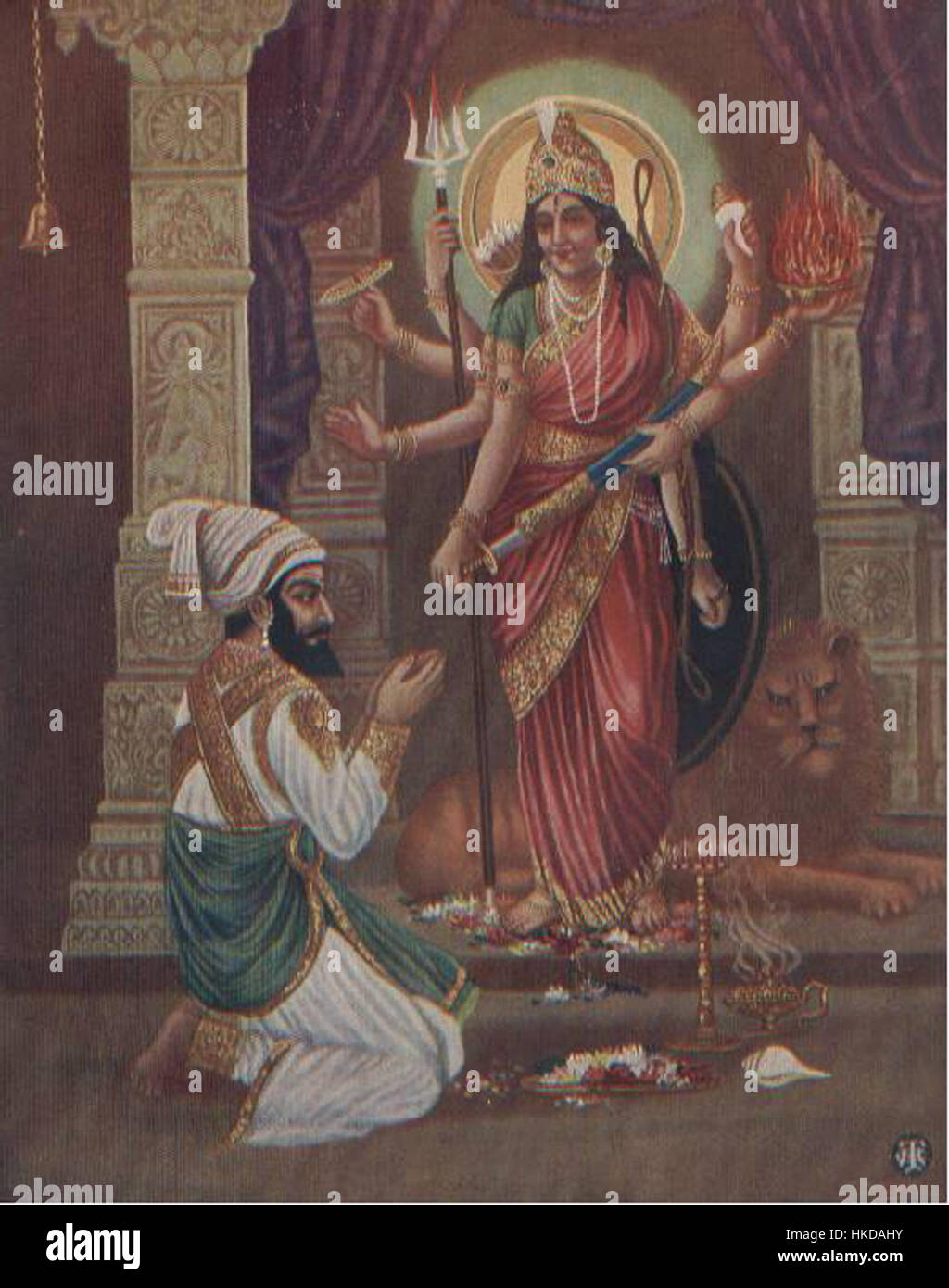 Shivaji recevoir les bénédictions de la déesse (bazar de l'art, 1940) Banque D'Images