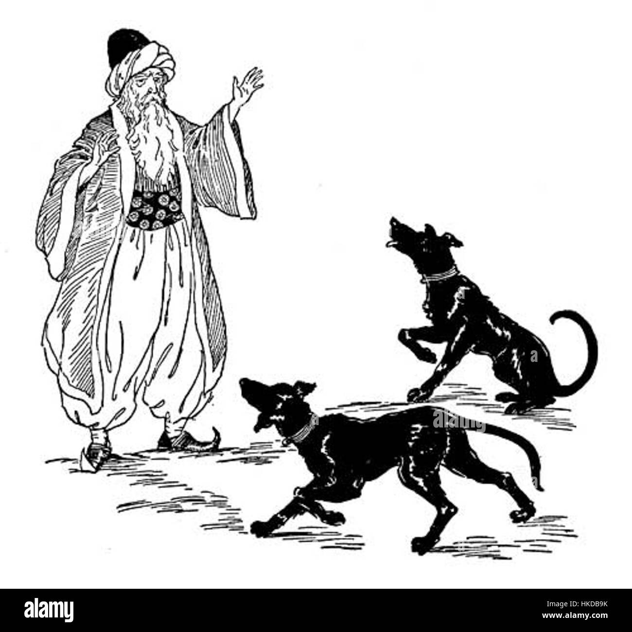 Illustration tirée de « The Arabian Nights Entertainments », représentant une scène de la célèbre collection de contes populaires du moyen-Orient. L'image capture l'essence de la narration et de la culture arabe. Banque D'Images