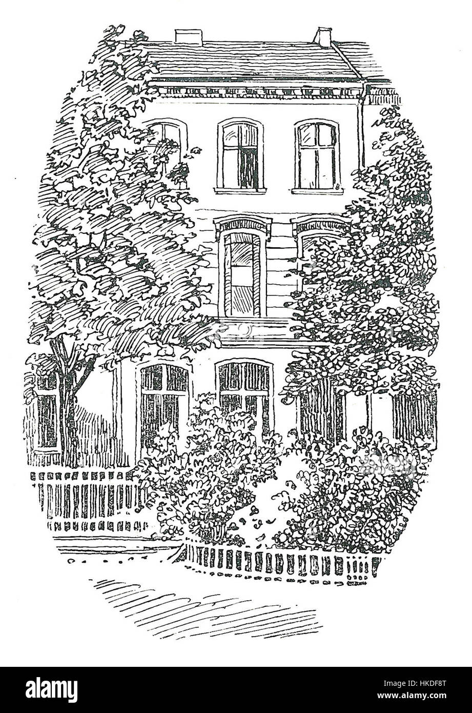 'Bonn Saxonia Haus' est une œuvre d'art architecturale mettant en valeur la grandeur du bâtiment dans son contexte historique. La peinture capture l'essence de l'architecture du début du XXe siècle et sa place dans l'histoire culturelle de Bonn. Banque D'Images