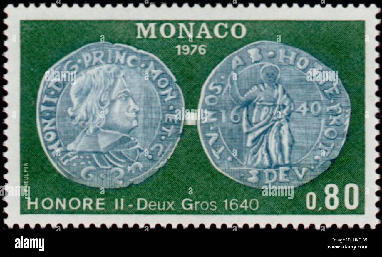 Ces pièces d'honore II représentent une pièce numismatique importante dans l'histoire de la monnaie européenne. Honore II, le prince de Monaco, a émis ces pièces pendant son règne, qui reflètent à la fois l'art et les pratiques économiques de l'époque. Banque D'Images