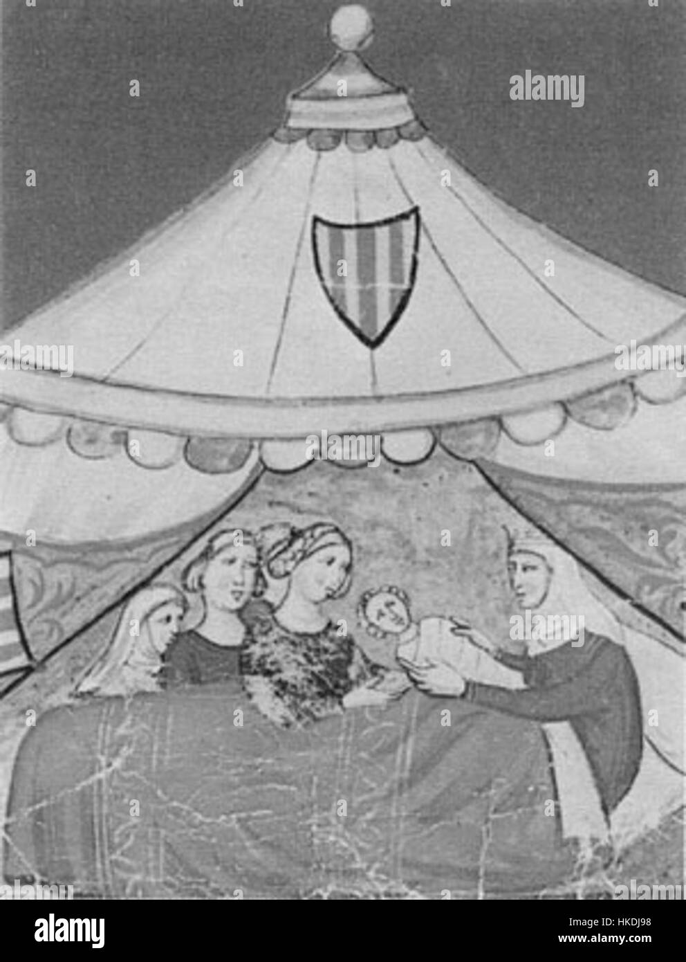 Cette œuvre commémore la naissance de Frédéric II, empereur du Saint-Empire romain germanique, né en 1194. Son règne a été marqué par des contributions significatives à l'histoire européenne, y compris son patronage des arts et son influence dans la formation des structures politiques médiévales. Banque D'Images